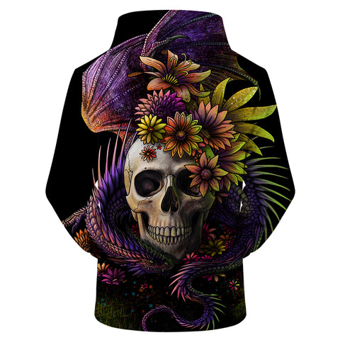 Flowery Skull Hoodie  By Sunima Art
