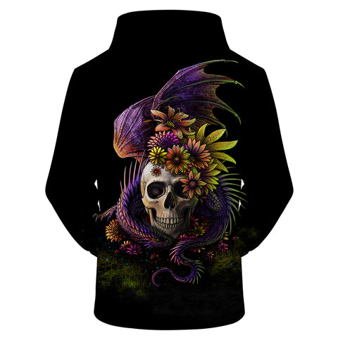 Flowery Skull Hoodie  By Sunima Art
