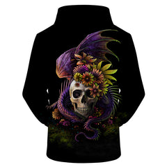 Flowery Skull Hoodie  By Sunima Art