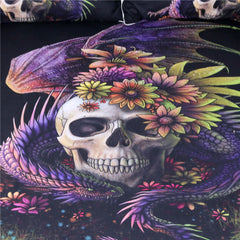 Purple Flowery Skull Bedding Set by Sunima