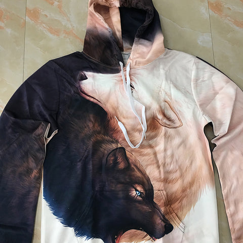 Yin and Yang Wolves Hoodies by JoJoes Art