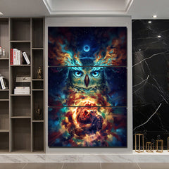 Z Nebowla Psychedelic Owl HD print 3 piece canvas art  by JoJoesArt