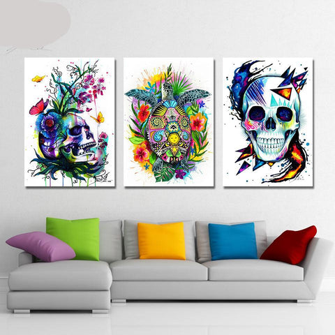 Skull and Turtle Life HD print 1 piece canvas art Poster by Pixie Cold Art