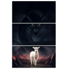 The Lamb and the Dragon HD print 3 piece canvas art by JoJoesArt