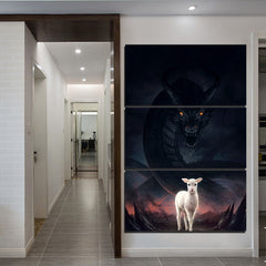 The Lamb and the Dragon HD print 3 piece canvas art by JoJoesArt